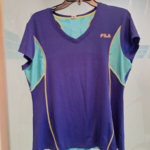 Fila Women's Purple and Teal Short Sleeve Top
